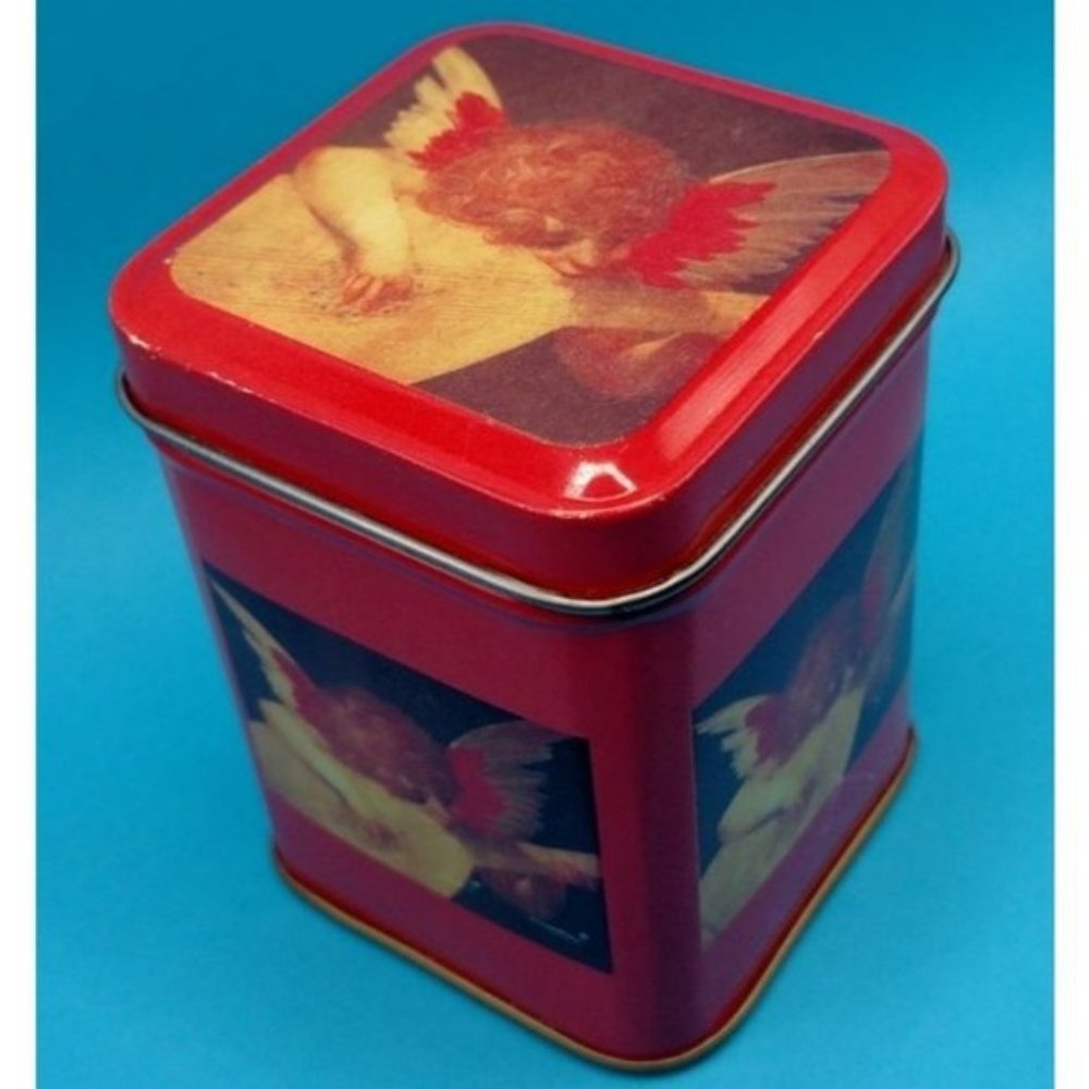 Vintage Victorian Cherub Candle in Tin, EUC